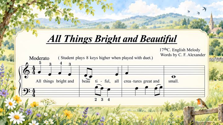 All Things Bright and Beautiful - Elementary Piano Sheet Music