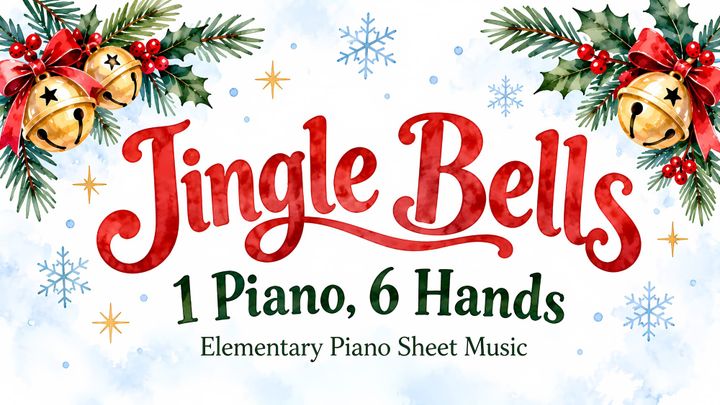 Jingle Bells 1 Piano, 6 Hands - Elementary Piano Sheet Music