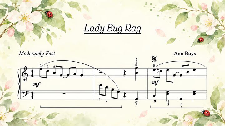 Lady Bug Rag - Intermediate Piano Sheet Music