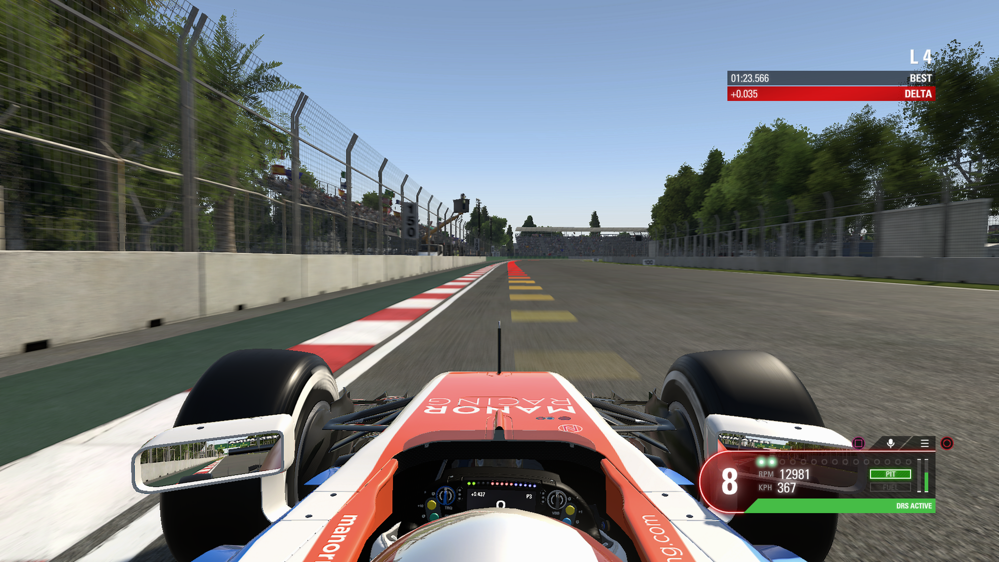 Gameplay of first practice from my Mexican Grand Prix in F1 2016, showing 367 kilometers an hour as I'm going off throttle and about to go onto the brakes.