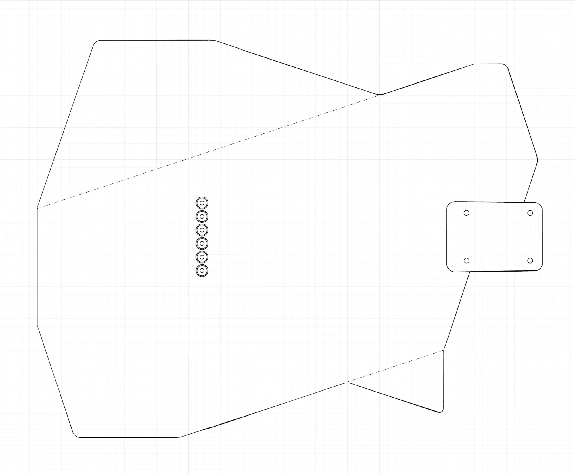 A sketch of an angular T-style guitar body.