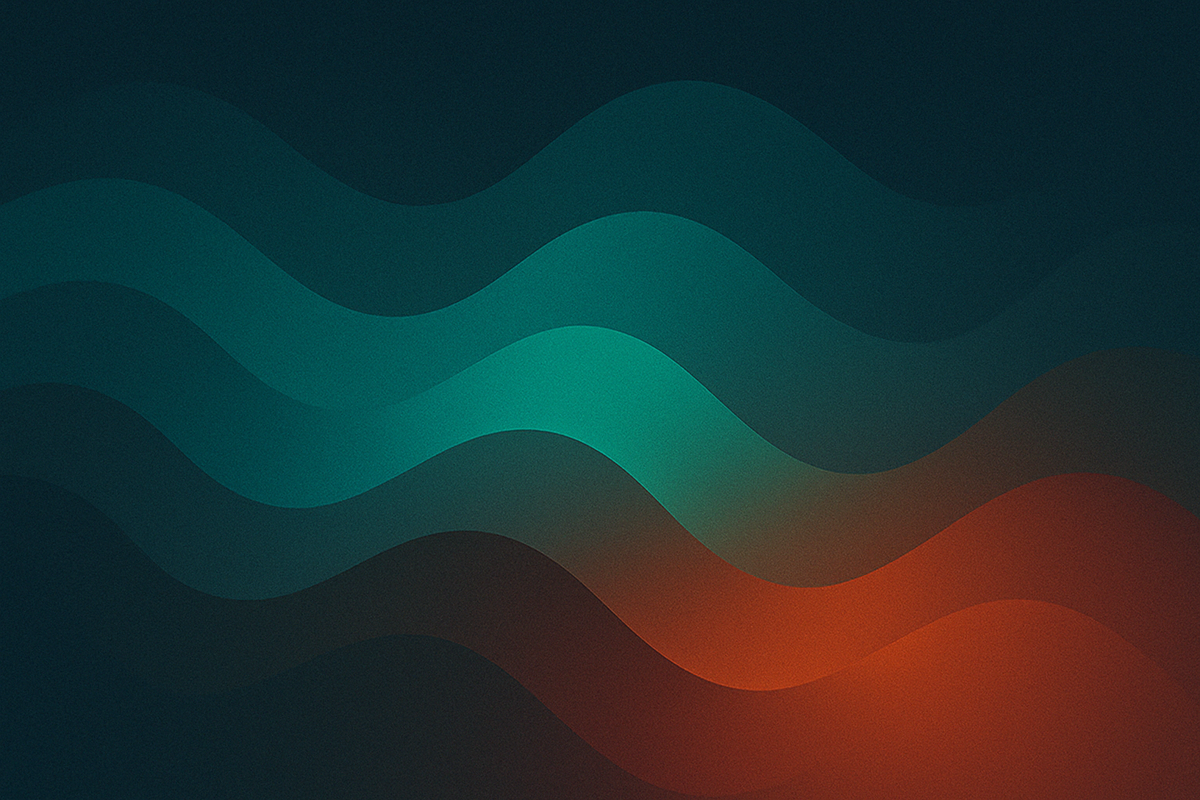 AI generated image of abstract multicoloured waveforms.