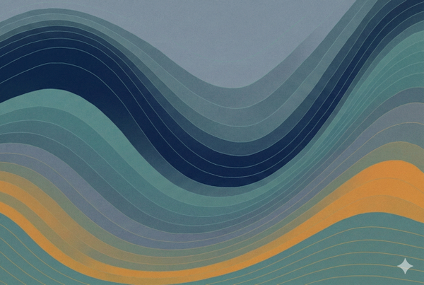 AI generated image of abstract multicoloured waveforms.