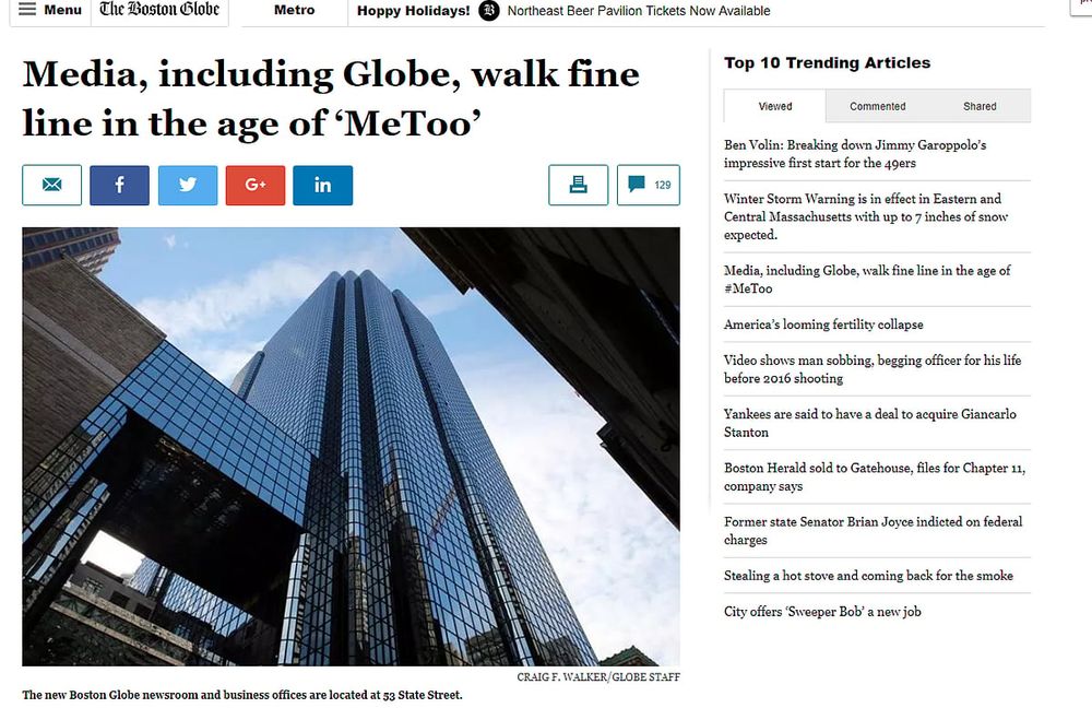 Reporter at Center of Globe In-House Sexual Harassment Story Identified