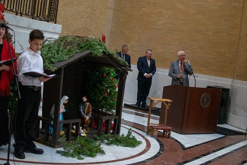 Jim Lyons Hosts His Last Nativity at Massachusetts State House