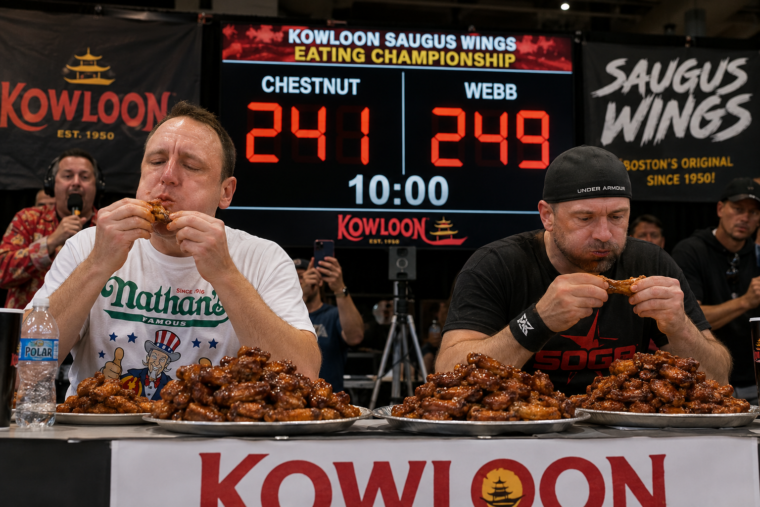 Joey Chestnut Came to New England for Kowloon Wings, And Still Finished Second