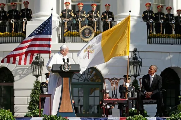 Pope at White House urges action on climate change, promotes religious liberty
