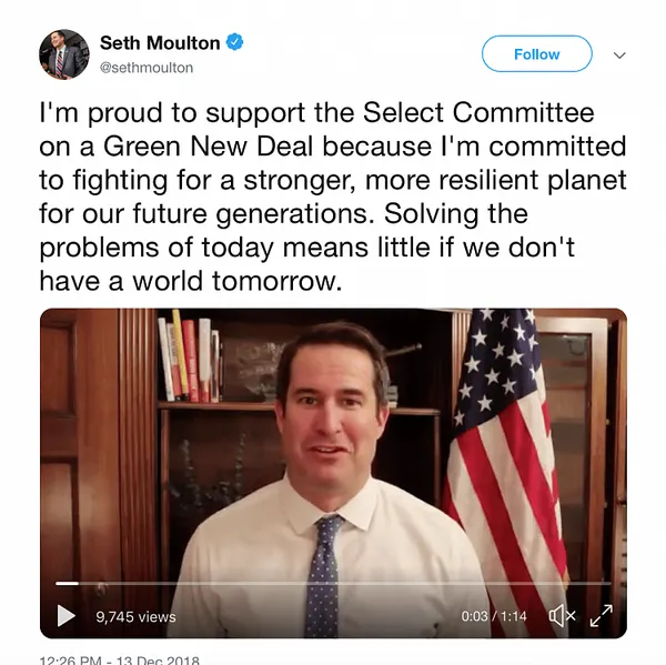 Operation Change-the-Subject:Seth Moulton Endorses ‘Green New Deal’