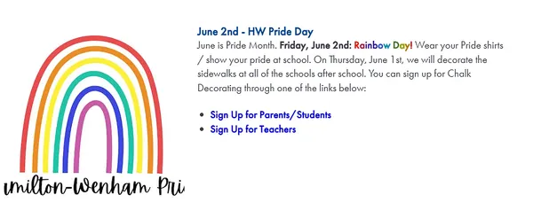 Wenham School District Hosts ‘Rainbow Day,’ Organizes Students In Pride Chalking