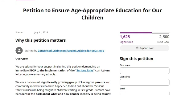 ‘Concerned Lexington Parents’ Start Petition Demanding Opt-Out For Class On Gender, Sexual Orientation For Elementary School Children