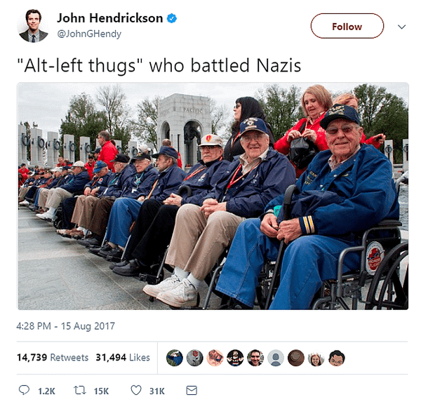 Popular Social Media Trend Among Journos Is Equating Antifa To WW2 Vets