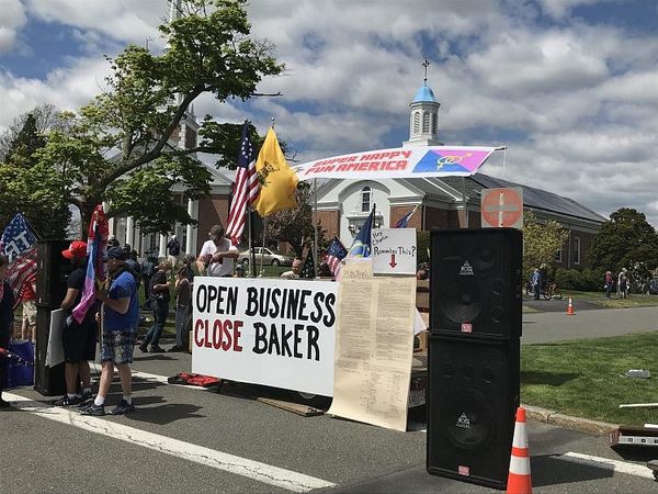 Re-Open Now, Protesters Tell Governor Charlie Baker — Where He Lives