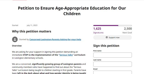 ‘Concerned Lexington Parents’ Start Petition Demanding Opt-Out For Class On Gender, Sexual Orientation For Elementary School Children