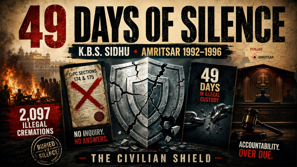 Forty-Nine Days of Silence: An Administrative Indictment of K.B.S. Sidhu, IAS, the Office of the Amritsar Deputy Commissioner & District Magistrate, and the Abduction of Jaswant Singh Khalra