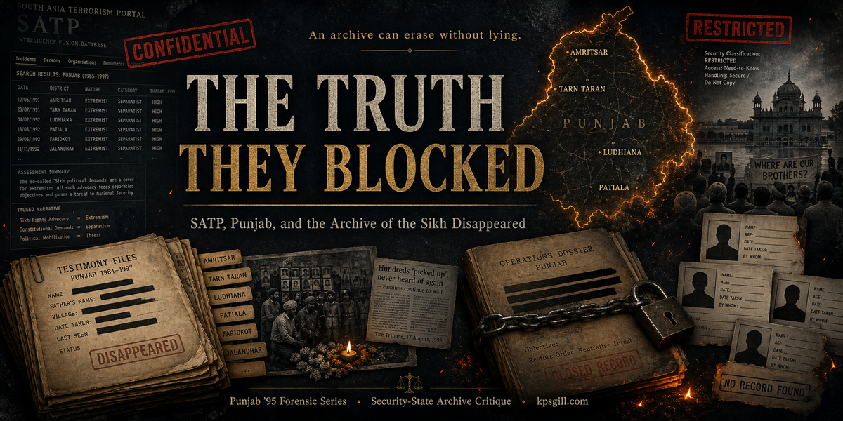 Ajai Sahni, KPS Gill  and  The Truth They Blocked