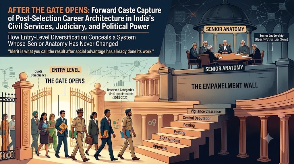 After the Gate Opens: Forward Caste Capture of Post-Selection Career Architecture in India's Civil Services, Judiciary, and Political Power