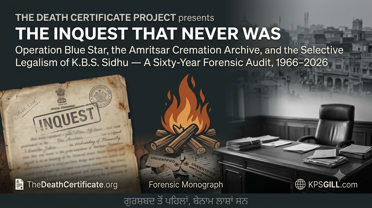 Operation Blue Star, the Amritsar Cremation Archive, and the Selective Legalism of K.B.S. Sidhu — A Sixty-Year Forensic Audit, 1966–2026