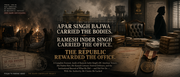 APAR SINGH BAJWA CARRIED THE BODIES. RAMESH INDER SINGH CARRIED THE OFFICE. THE REPUBLIC REWARDED THE OFFICE.