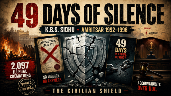 Forty-Nine Days of Silence: An Administrative Indictment of K.B.S. Sidhu, IAS, the Office of the Amritsar Deputy Commissioner & District Magistrate, and the Abduction of Jaswant Singh Khalra