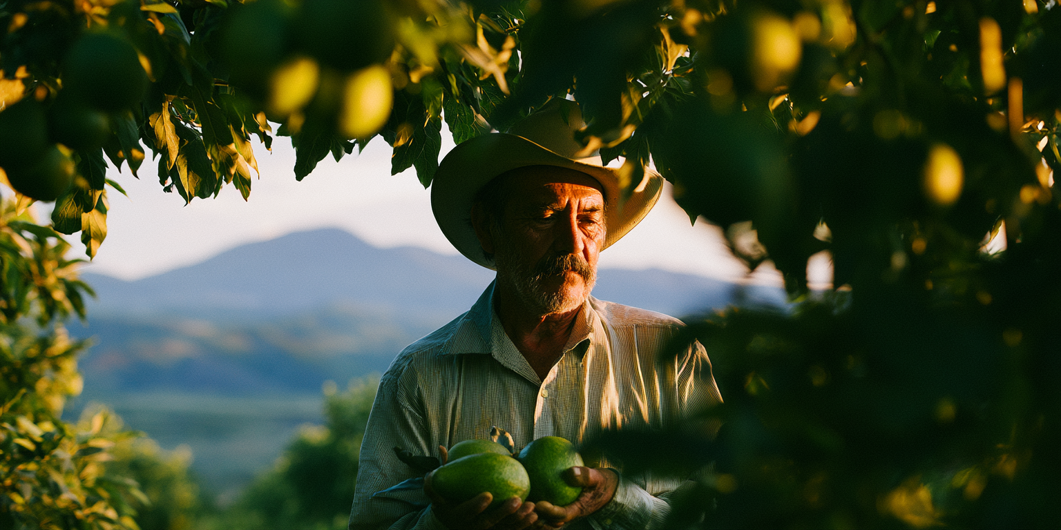 Productor de aguacate en Michoacán, México