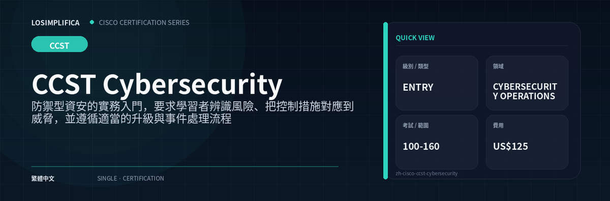 100-160：CCST Cybersecurity 認證指南