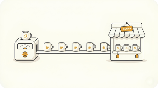 Automation pushing a stream of print on demand products from one hub out to a live Amazon marketplace.