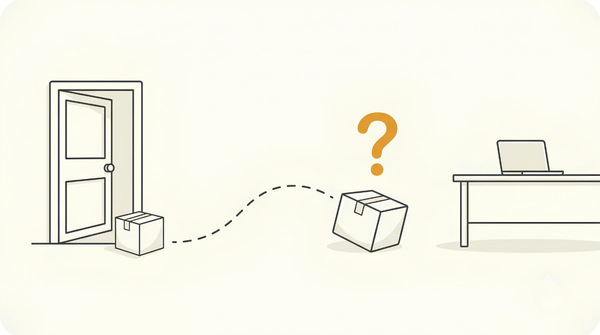 A returned package on a broken path with nowhere to go, showing what happens with print on demand returns