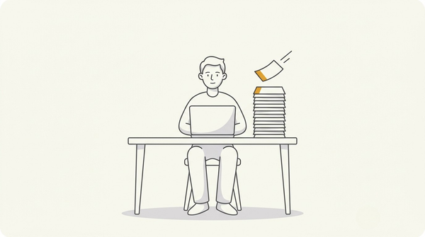 A seller at a desk beside a tall pile of notice slips, showing the Amazon repeat violations for suspected intellectual property that got my account deactivated