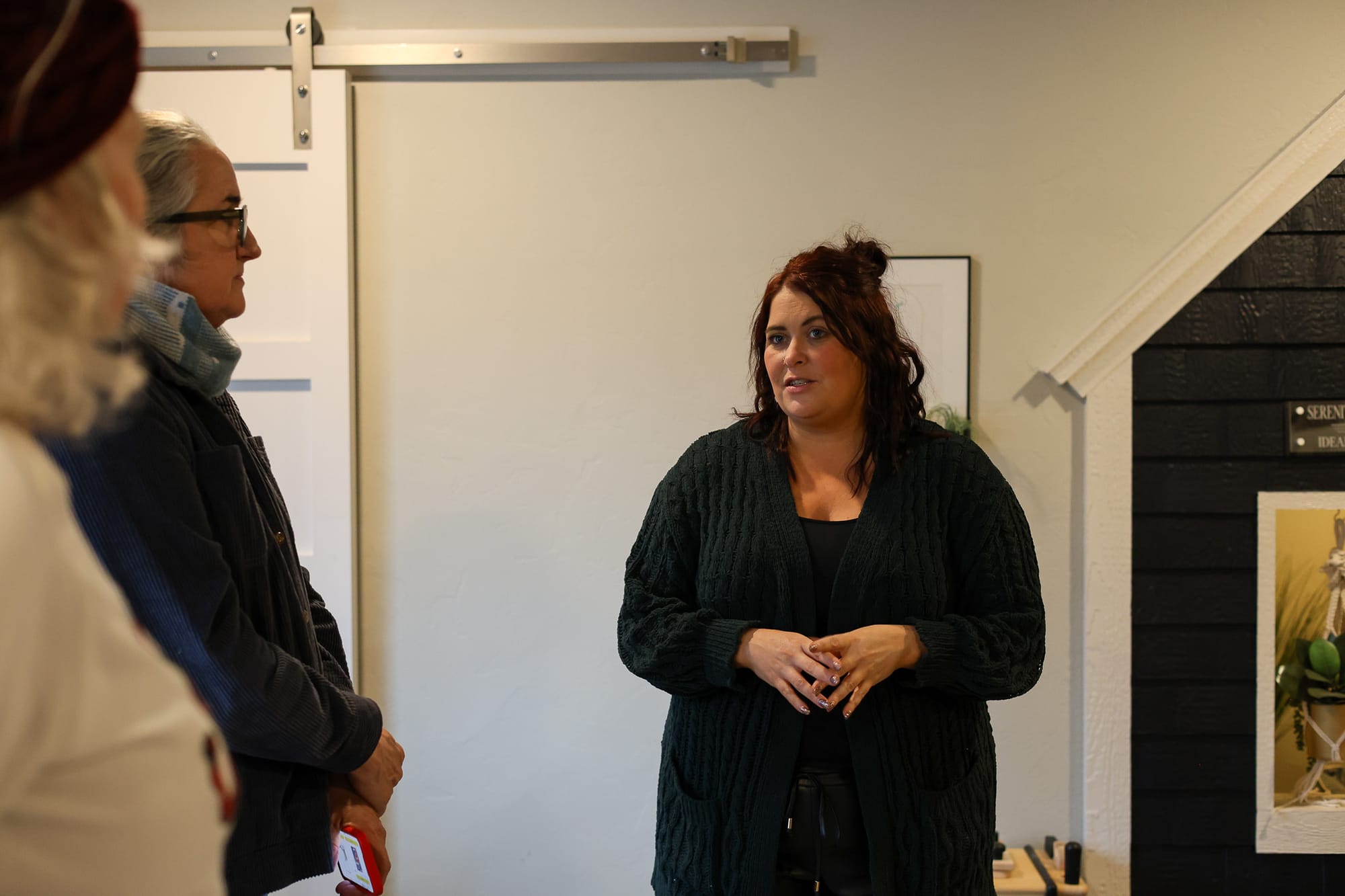 Saville Center Executive Director Heather Houle gives a tour of the Medical Cottage during Sunday's open house, held the day after Dancing with Saville fundraiser.
