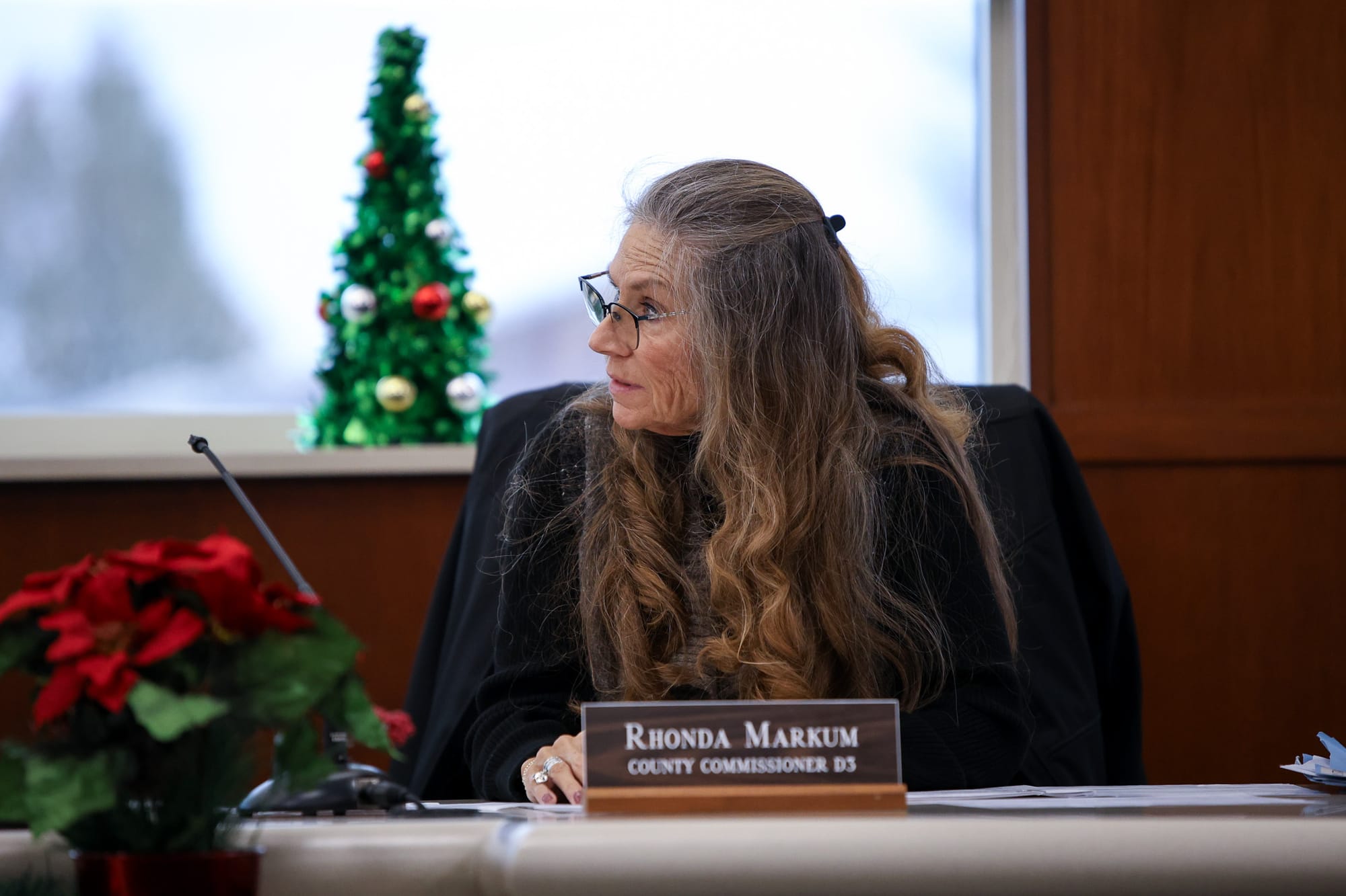 Payne County District 3 Commissioner Rhonda Markum listens during the Board of Commissioners meeting Monday at the Payne County Administration Building in Stillwater.