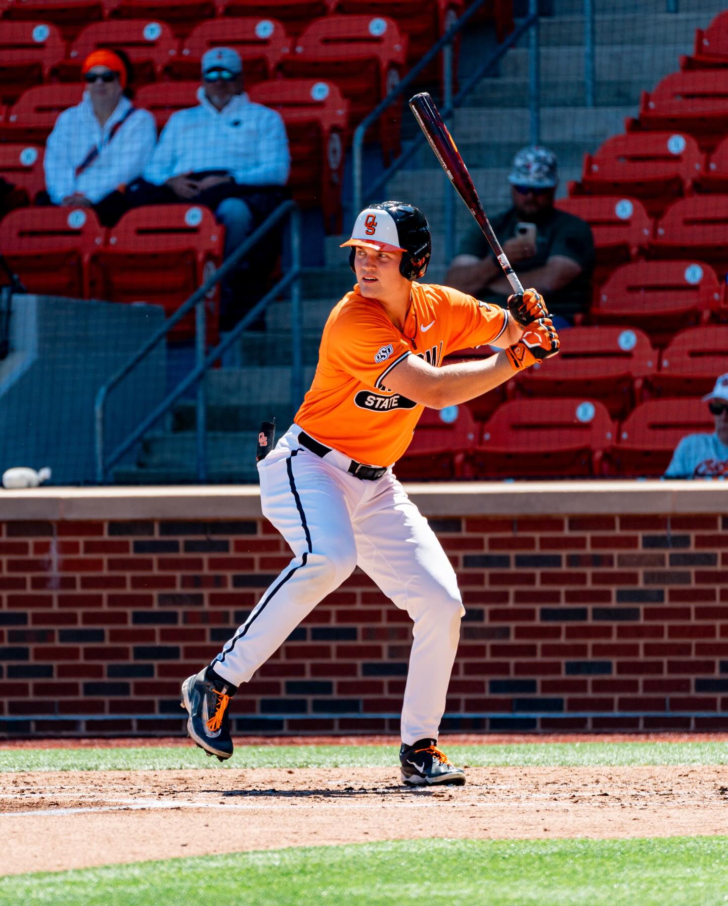 Oklahoma State right fielder TP Wentworth (#8) loads up in the batter's box during OSU's 10-4 win over Cincinnati at O'Brate Stadium. 