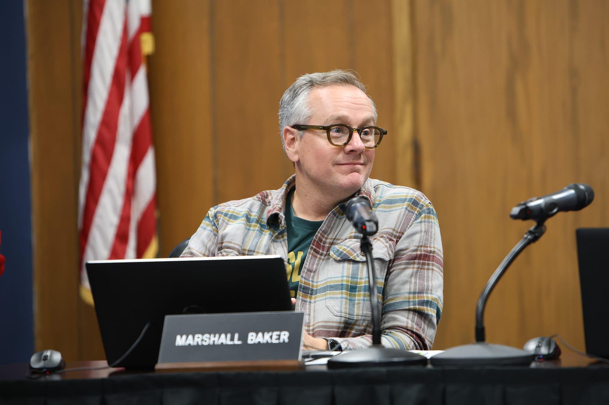 Marshall Baker listens during a Stillwater Public Schools Board of Education meeting Dec. 9, 2025, at the district's administration building in Stillwater.