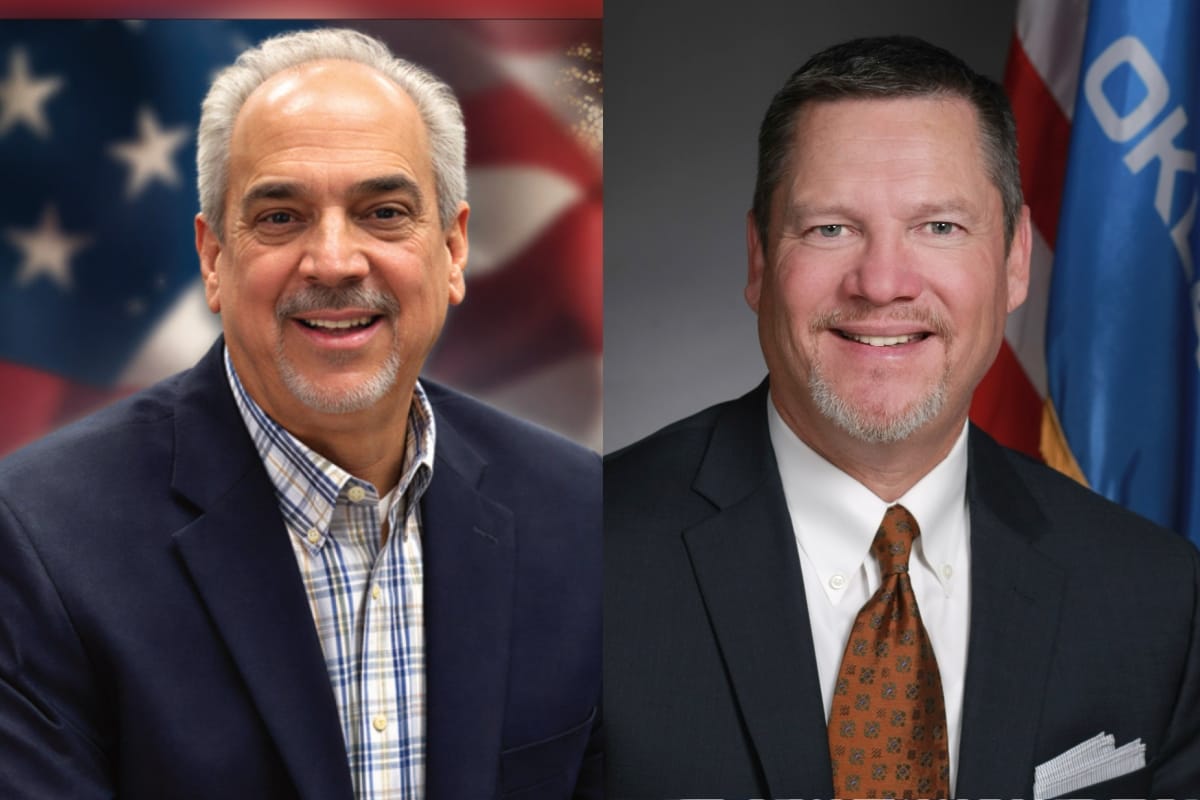 From left, Mark LeMarr and Chuck Hall, the two Republican candidates for Oklahoma Senate District 20, on the June 16, 2026, primary ballot.