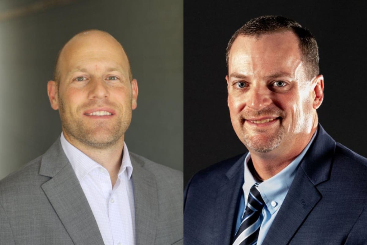 Headshot photos of Trevor Zimmerman, left, the new assistant principal at Stillwater Junior High School, and Tyler Elders, right, the district's new director of secondary education.