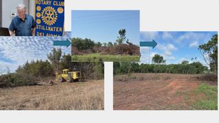 Before, during, and after photos of eastern red cedar removal along W. 19th Ave. in southwest Stillwater near Stillwater Fire Station No. 4.