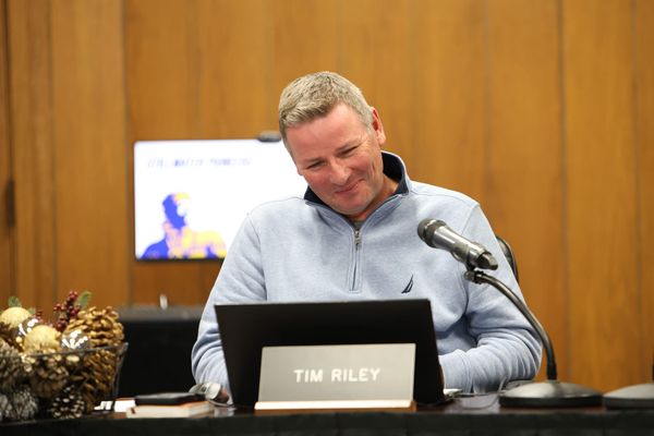 Tim Riley at his final Stillwater school board meeting