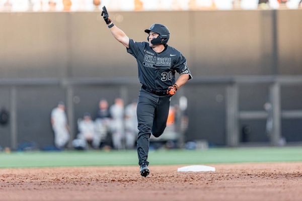 OSU catcher Brady Francisco (30) rounds the bases after a two-run home run against Oral Roberts, Tuesday, April 7, 2026, at O'Brate Stadium in Stillwater.