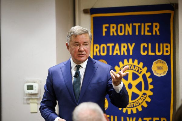 Republican gubernatorial candidate Gentner Drummond speaks at the Stillwater Frontier Rotary Club on July 16, 2026, at the Best Western Plus Cimarron Hotel & Suites in Stillwater.