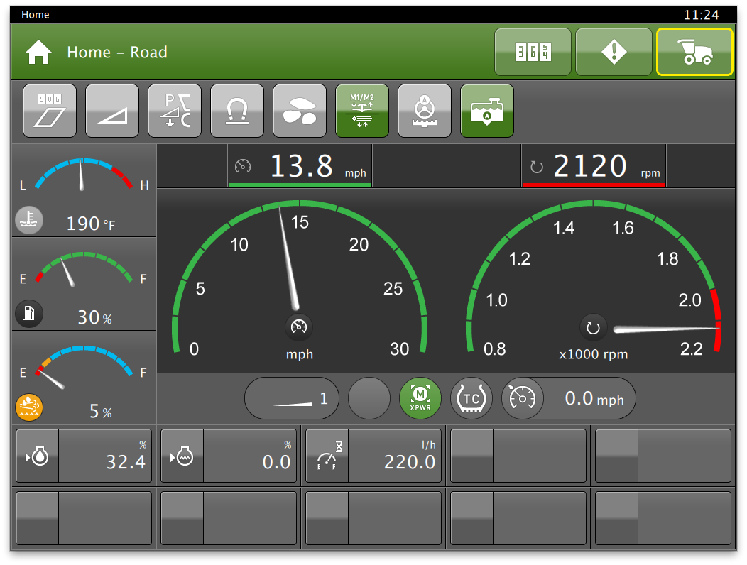 Home screen in road and night mode