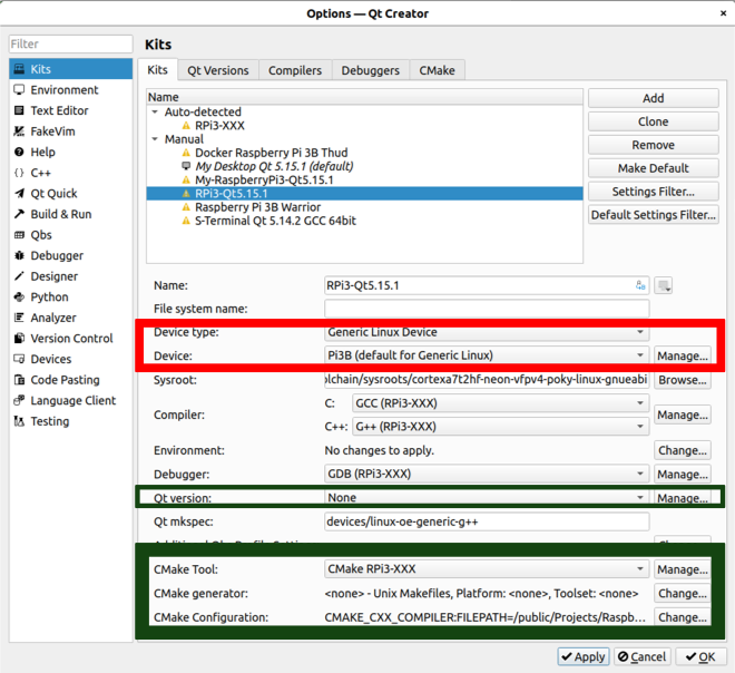 Auto-dected kit adjusted for the correct embedded device