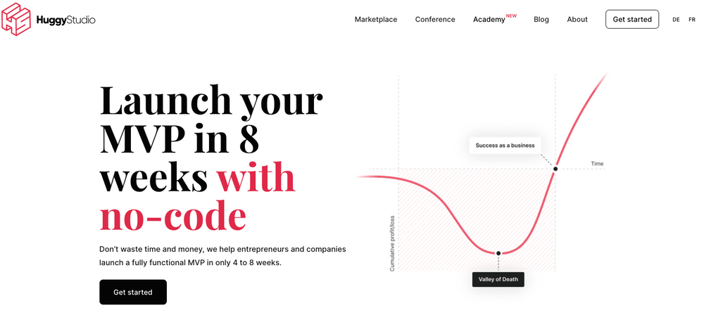 HuggyStudio website frontpage.
