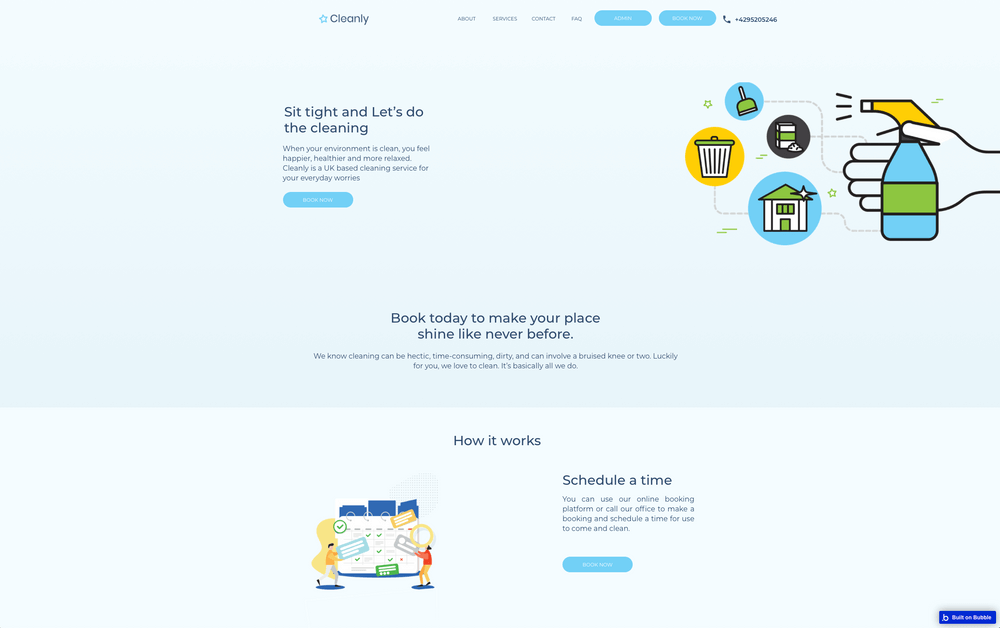 Cleanly features a fully functional service platform for cleaning services.