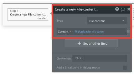 Creating the file content of a no-code Dropbox storage app