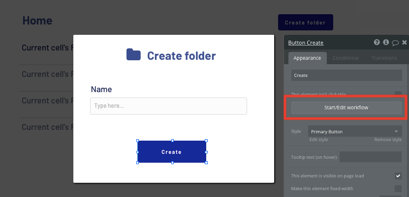 Creating a no-code workflow trigger in Bubble