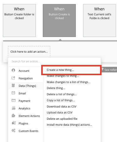 Creating a new thing within Bubble’s no-code database