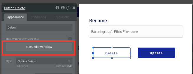 Building a Bubble no-code workflow to delete an item