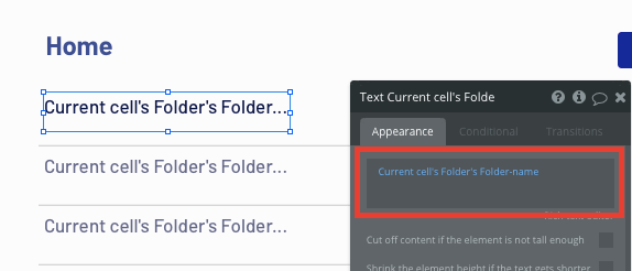 Dropbox no-code tutorial displaying dynamic folder data