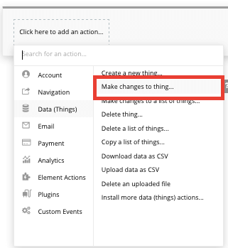 Making changes to an item in Bubble’s no-code database