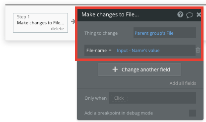 Changing the name of a no-code Dropbox clone file