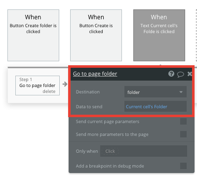Using Bubble’s no-code workflow to send data between pages